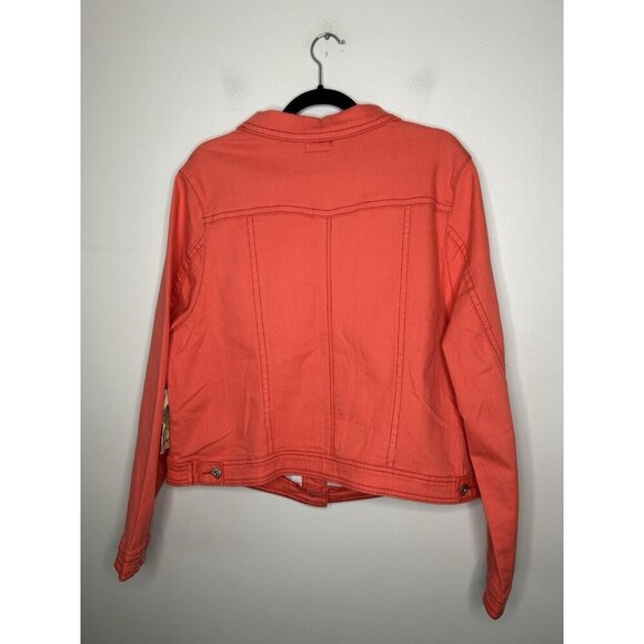 One World Orange Denim Long Sleeve Button Down Jean Jacket Size 2X NWT - Picture 6 of 11